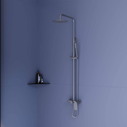 Душевая стойка RGW SP-27-Gr Серый Головной душ/Смеситель (Ручной душ.Шланг 1,5 м.)