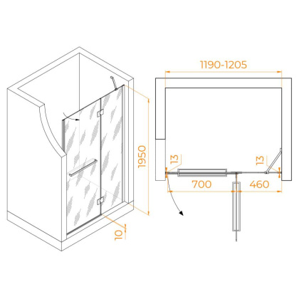Душевая дверь 120*195 RGW HO-008 Хром/Прозрачное/8 мм (EasyClean) Душевая дверь 120*195 RGW HO-008 Хром/Прозрачное/8 мм (EasyClean)