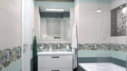 Плитка настенная Зимний сад зеленый светлый структура 15127 15x40x9,3 (19шт/1,14), м2