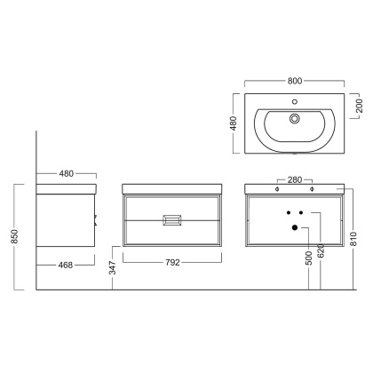 Тумба CANALETTO подвесная с ящиками 80, белая глянцевая