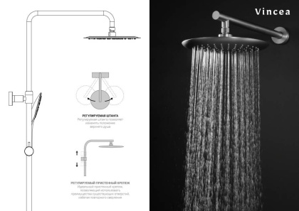 Душевая стойка Esse VSFS-1E0TMB термостатическая, черный