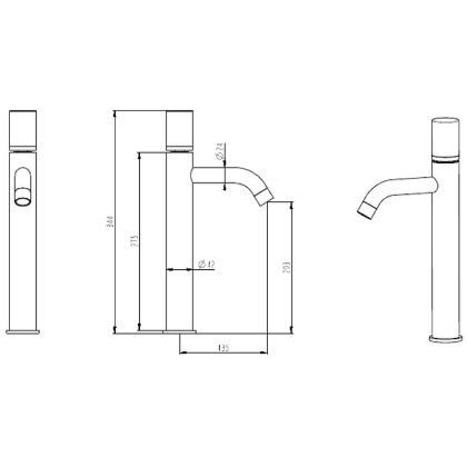 Смеситель STICK для умыв.выс.WHITE MRAMOR WHITE_Комплект