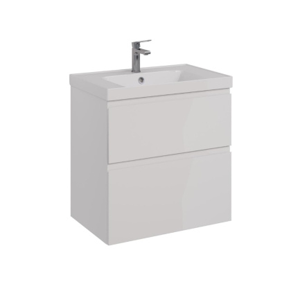 Тумба Lemark VEON 60см под 1 раковину, подвесная/напольная, 2 ящика, цвет корпуса, фасада: Белый глянец