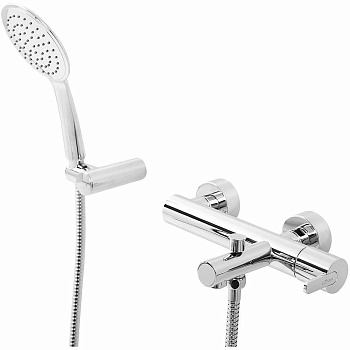 LEAF-VD-BIO Смеситель для ванны и душа однорычажный в комплекте с ручным душем, шлангом и держателем, исполнение белый матовый