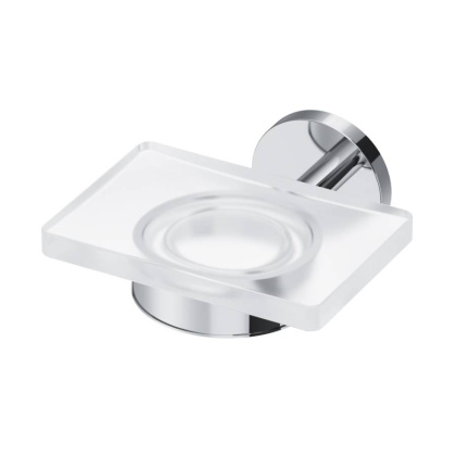 Стеклянная мыльница X-Joy с настенным держателем, 5,3х11х11,2 см, хром, A85A34200