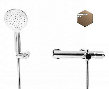 LEAF-VD-L-SS Смеситель для ванны и душа однорычажный в комплекте с ручным душем, шлангом и держателем, исполнение Sunset
