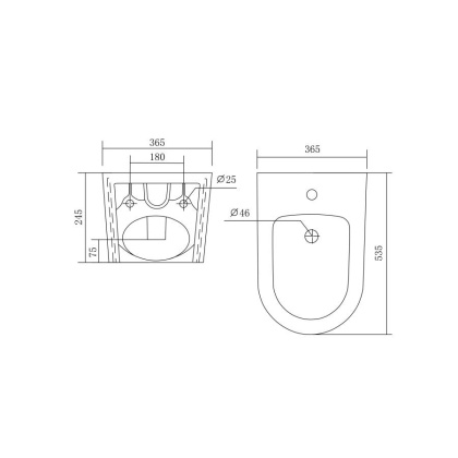 Биде подвесное AQUATEK ОБЕРОН/ БЕТТА AQ0516-00, 535*365*245 мм, цвет белый Биде подвесное AQUATEK ОБЕРОН/ БЕТТА AQ0516-00, 535*365*245 мм, цвет белый