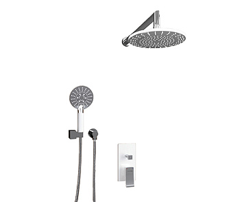 A16067WHITE Встраиваемый комплект для душа с верхней душевой насадкой и лейкой Wasserkraft