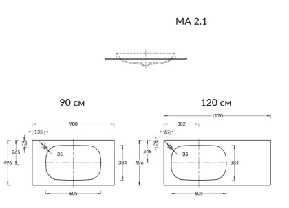 Спец. изделие декоративное для раковин, встраиваемых сверху MAGICA Риккарди 90 см, бежевый матовый MA.2.1.SG540620R\90