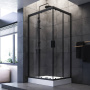 W93G-404-100280-BT Gem S душ.ограждение 100х80 прям.,стекло прозрачное, профиль Черный мат.,без подд