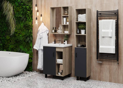 Тумба Onika Тимбер 60 напольная, серая мат./дуб сонома (ум. Фостер 60)