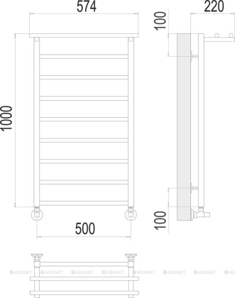 Полотенцесушитель Terminus Контур с/п П9 500х1000 Полотенцесушитель Terminus Контур с/п П9 500х1000