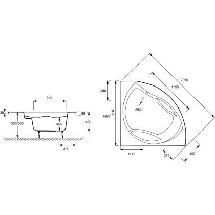 Акриловая ванна E6045RU-00 Jacob Delafon Presquile белый (145см*145см)угловая, шт