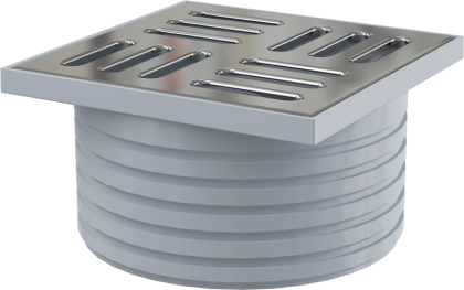 Горло сливного трапа, решетка 105x105 мм нержавеющая сталь