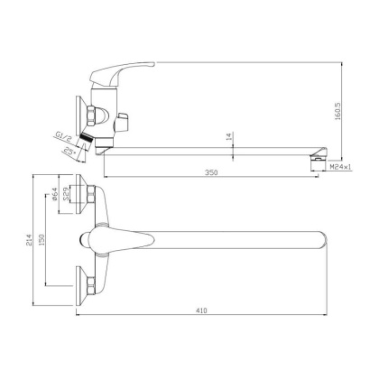 Смеситель д/ванны с длинным изливом AVILA, арт.02221AV