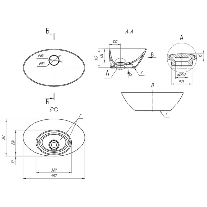 Раковина керамическая на столешницу "Триумф"
