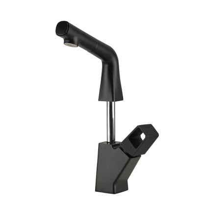 Смеситель для кухни/раковины, с вытяжным изливом, высота излива 17~26 см, длина 14 см, латунь/чёрный Смеситель для кухни/раковины, с вытяжным изливом, высота излива 17~26 см, длина 14 см, латунь/чёрный