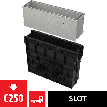 Пескоуловитель для дренажного канала с щелевой асимметричной сервисной надставкой 160 мм, оцинкованная сталь 