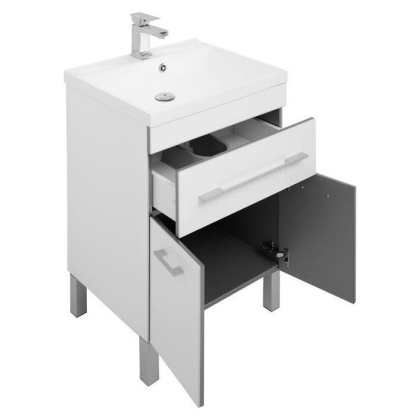 Тумба с раковиной Aquanet Верона 58 белый (напольная 1 ящик 2 дверцы)