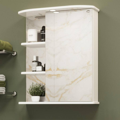 Шкаф-зеркало Onika Карина 55 белый, правый, с подсветкой