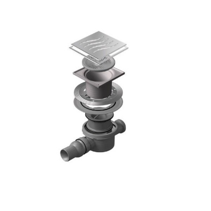 13000074 Точечный трап 150х150 мм Confluo Standard Vertical Tide Mask,металл с перфорацией Tide (Волна), с рамкой Исполнение: Хром 