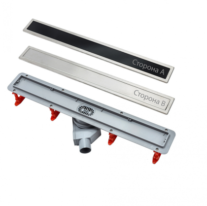 13000294 Линейный трап CONFLUO PREMIUM LINE WITH BLACK GLASS 750, двухсторонняя модель Исполнение: черное стекло/матовый хром без перфорации, рамка - матовый хром 