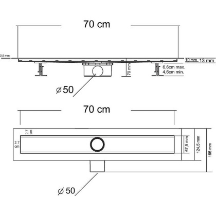 Душевой лоток SAY OPTIMA 601.70.P.PITI, 70 см, хром
