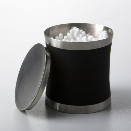 Косметическая емкость Wern, 8,1х8,3х8,1 см, хром и черный, K-7579