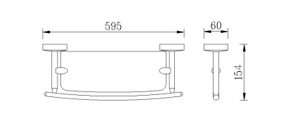 Полка стеклянная RUSH Fiji с бортиком, 6х59х15 см, хром, FI18611