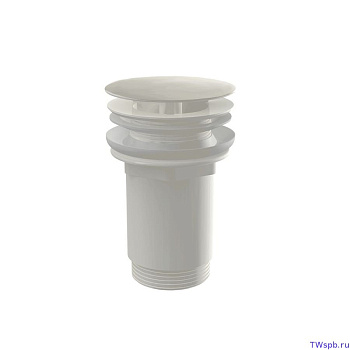 Донный клапан сифона для умывальника 5/4", цельнометаллический, с большой заглушкой, для умывальников без перелива, белый-глянец