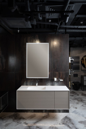 MINIMAL Тумба 120см цвет DELMAR фасад рифленый (2 ящика) с инт. подсветкой 898-120-D Boheme