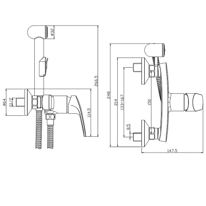 Смеситель Rossinka RS45-52 с гигиеническим душем
