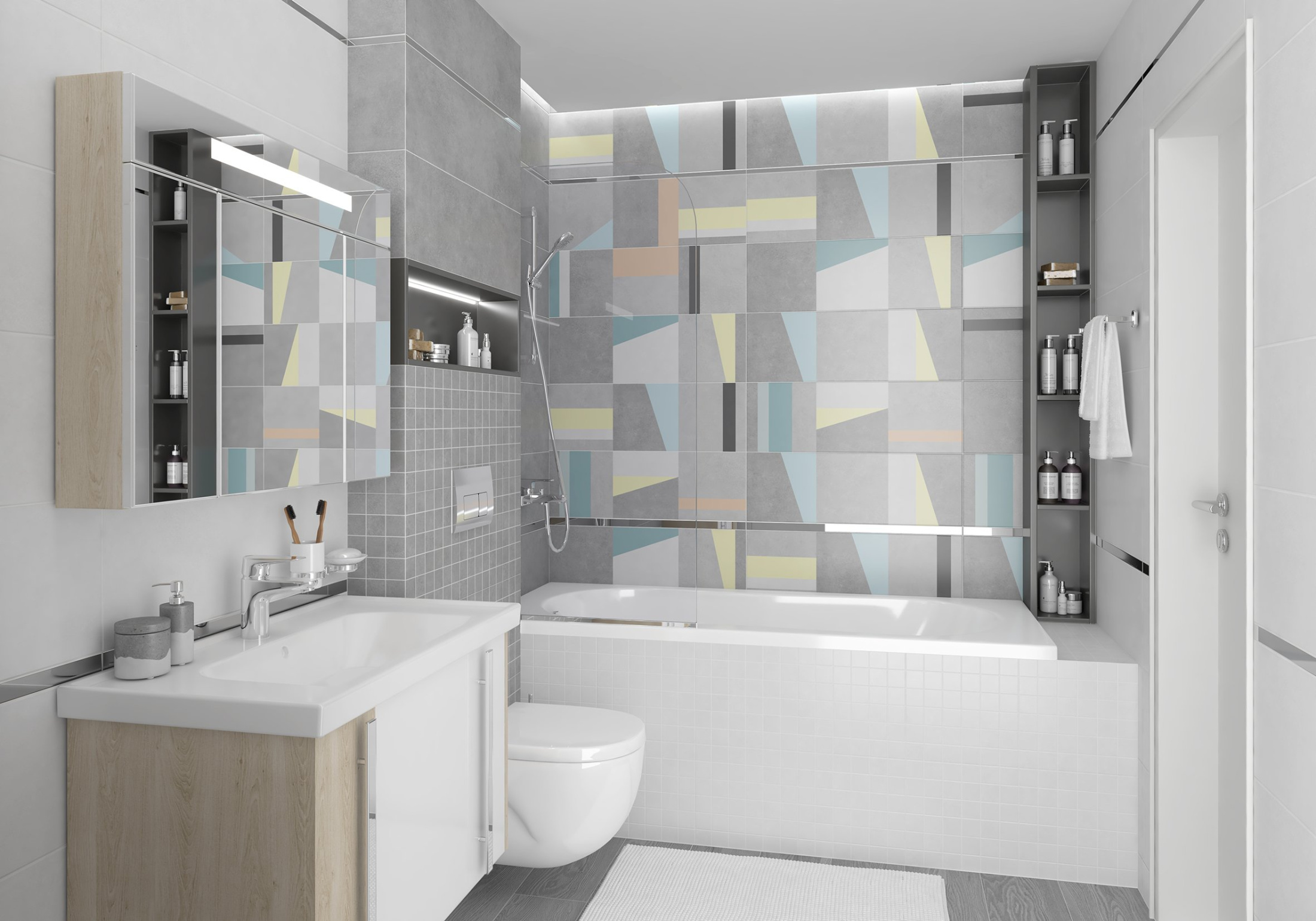 Плитка настенная Cement серый 25х75 (9шт/1,69м2),м2