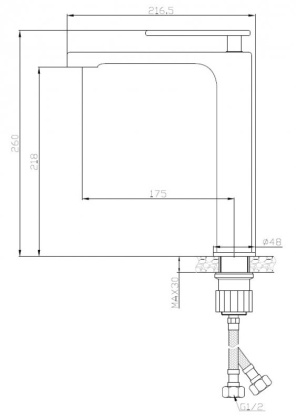 MOMENTO-LC-01-W0 Смеситель для накладных раковин однорычажный, без донного клапана, хром