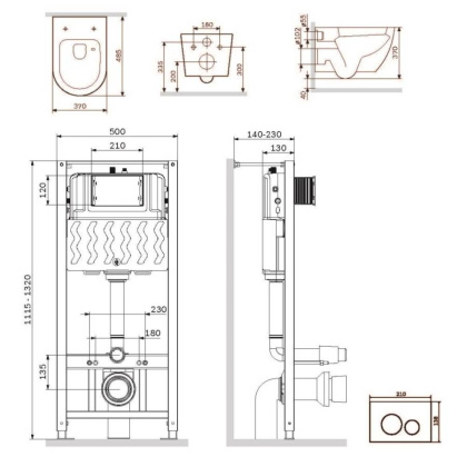 IS49038.801900 Инсталляция с клавишей Pro L черн. матовый с подвесным унитазом Like Aquaspin с сид м/лиф