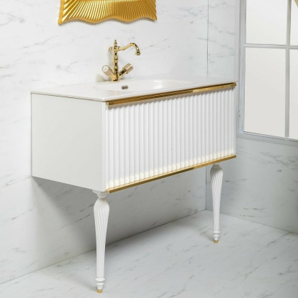 Тумба Canale 80 белая + Золото_Комплект 843-080-WG Boheme