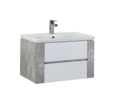 Тумба Onika Стоун 70 подвесная, белая/ателье светлое (ум. Como 70)