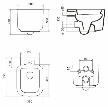 Чаша подвесного унитаза BelBagno VASO BB127CH Чаша подвесного унитаза BelBagno VASO BB127CH