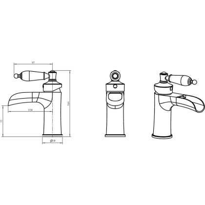 Смеситель для умывальника VOGUE CRYSTAL, золото_Комплект