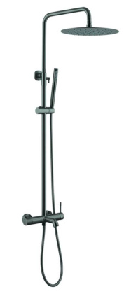 Стойка для душа со смесителем , Uno Gun Metall, верхний душ латунь