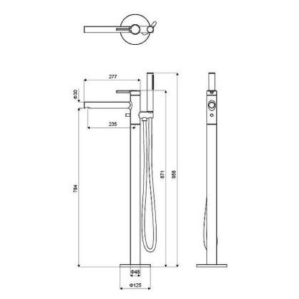 Смеситель для ванны отдельностоящий EXCELLENT Pi AREX.1255CR (хром)