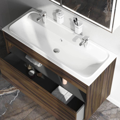 База под раковину с нишей и 1 ящиком, 120 см, дуб крафт, универсальная M8FFUX1201OF