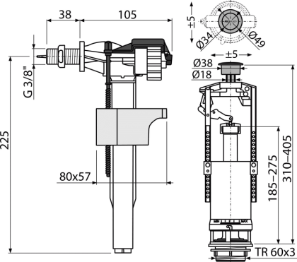 Выпускной комплект со стоп кнопкой,впускной механизм 