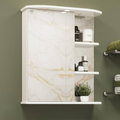 Шкаф-зеркало Onika Карина 55 белый, левый, с подсветкой