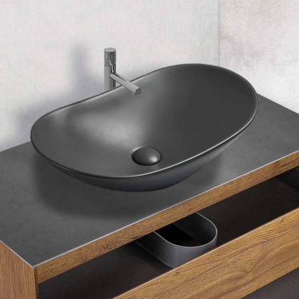 Раковина керамическая Vincea VBS-508MA, 615*360*155, накладная, цвет антрацит матовый 