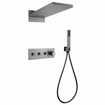 Душевая система ABBER Rund AF8752NG скрытого монтажа без излива, термостат, никель Душевая система ABBER Rund AF8752NG скрытого монтажа без излива, термостат, никель