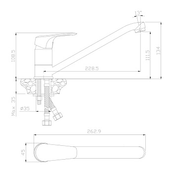 Смеситель д/кухни EVORA, арт. 33400EV