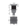 Сливной трап 150×150/50 мм прямой сток, решетка серая, гидрозатвор мокрый