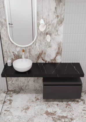 Ящик под столешницу 80см АНТРАЦИТ мат. VALLESSI UNO-S 897-080-A mat Boheme