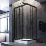 W93G-404-100280-BT Gem S душ.ограждение 100х80 прям.,стекло прозрачное, профиль Черный мат.,без подд